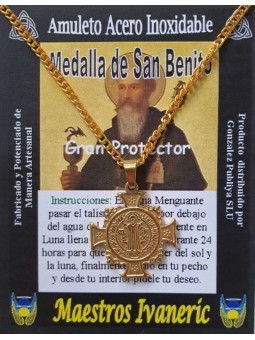 Handgefertigter goldener Talisman aus Edelstahl, San Benito