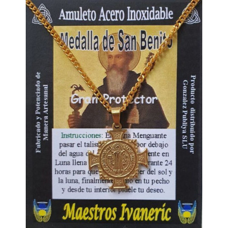 Handgefertigter goldener Talisman aus Edelstahl, San Benito