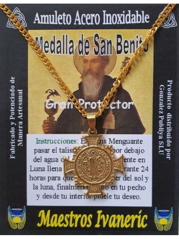 Handgefertigter goldener Talisman aus Edelstahl, San Benito