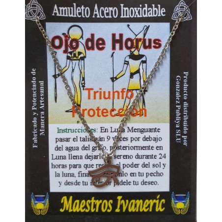 Handgefertigter kleiner Talisman aus Edelstahl, Auge des Horus, Schutz, Triumph