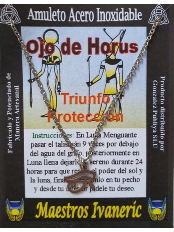 Handgefertigter kleiner Talisman aus Edelstahl, Auge des Horus, Schutz, Triumph
