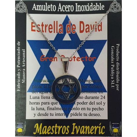 Handgefertigter Talisman aus Edelstahl, Davidstern. Großer Beschützer