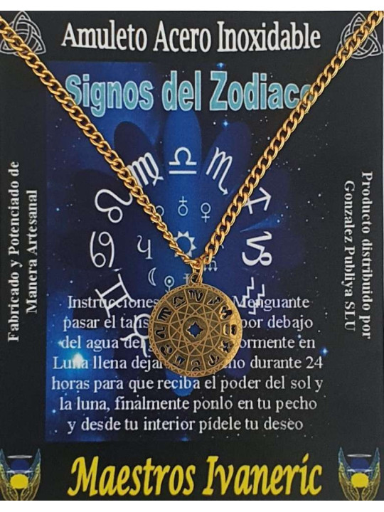 Handgefertigter goldener Edelstahl-Talisman, Tierkreiszeichen