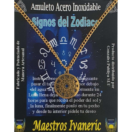 Handgefertigter goldener Edelstahl-Talisman, Tierkreiszeichen