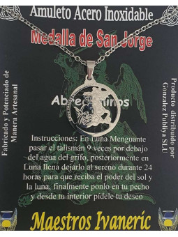 Handgefertigter Edelstahl-Talisman, Saint George. Straßenöffner