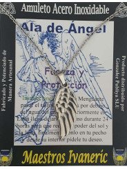 Handgefertigter Engelsflügel-Talisman aus Edelstahl. Stärke und Schutz.