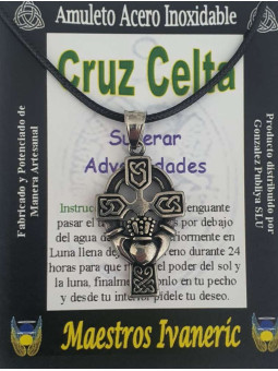 Handgefertigter Edelstahl Talisman, Keltisches Kreuz