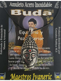 Handgefertigter Talisman aus Edelstahl, Buddha. Gleichgewicht und Frieden