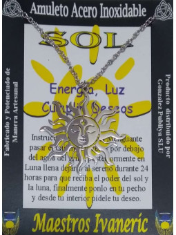 Handgefertigter Edelstahl Talisman Sonne. Energie, Licht