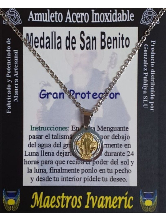 Kleine Medaille aus Edelstahl, Heiliger Benedikt, Großer Beschützer