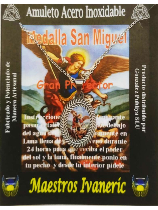 St. Michael Medaille aus Edelstahl mit Kette