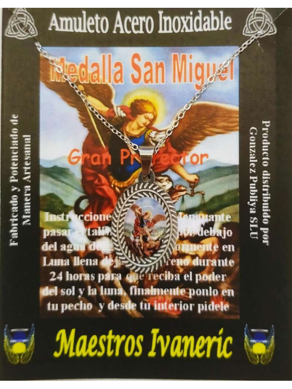 St. Michael Medaille aus Edelstahl mit Kette