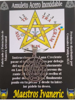 Handgefertigter Talisman aus Edelstahl, durchbrochene Medaille Tetragrammaton. 2,7 Durchmesser