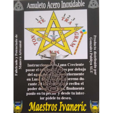 Handgefertigter Talisman aus Edelstahl, durchbrochene Medaille Tetragrammaton. 2,7 Durchmesser