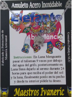 Handgefertigter Edelstahl-Talisman Elefant