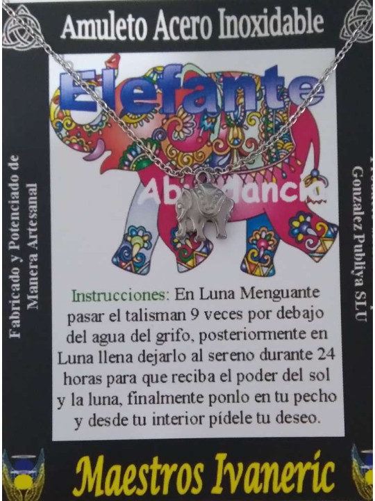 Handgefertigter Edelstahl-Talisman Elefant