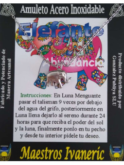 Handgefertigter Edelstahl-Talisman Elefant der Fülle