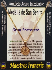 Goldener handgefertigter Talisman aus Edelstahl, Heiliger Benedikt, Großer Beschützer