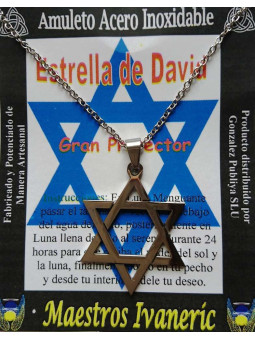 Handgefertigter Talisman aus Edelstahl, Davidstern, Schutz