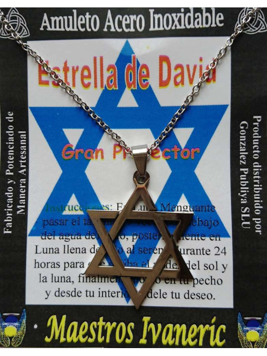 Handgefertigter Talisman aus Edelstahl, Davidstern, Schutz