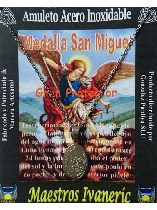 Handgefertigter Edelstahl Talisman, Sankt Michael Medaille, Großer Beschützer