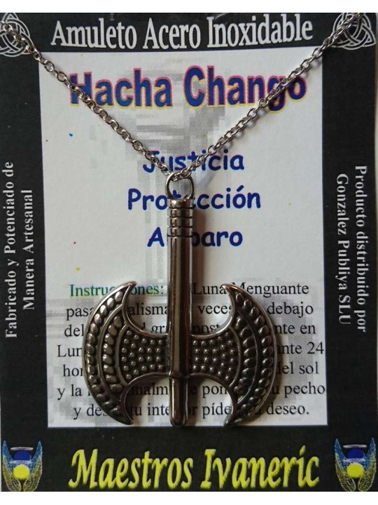 Handgefertigter Talisman aus Edelstahl, Axt Chango
