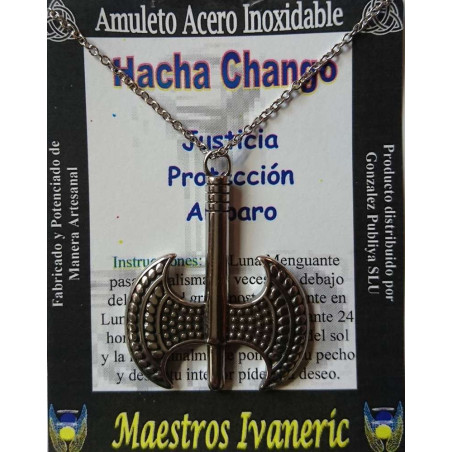 Handgefertigter Talisman aus Edelstahl, Axt Chango