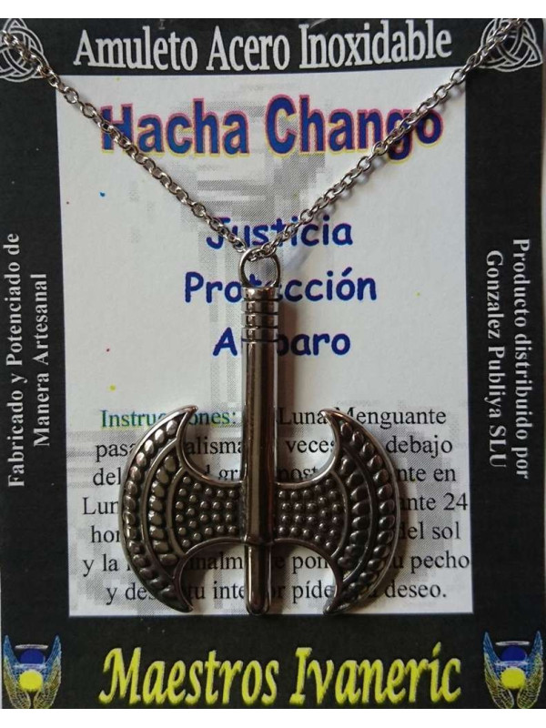 Handgefertigter Talisman aus Edelstahl, Axt Chango