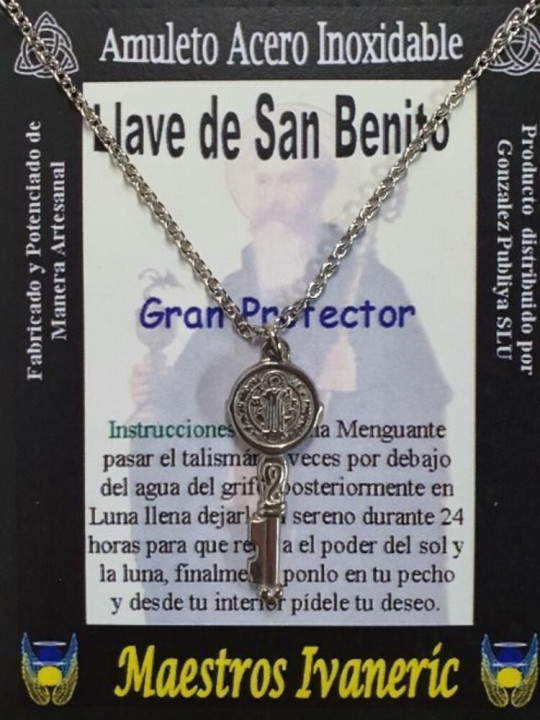 Handgefertigter Talisman aus Edelstahl, Großer Beschützer Schlüssel des Heiligen Benedikt,