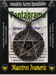 Handgefertigter großer Talisman aus Edelstahl, Pentagramm, Schutz