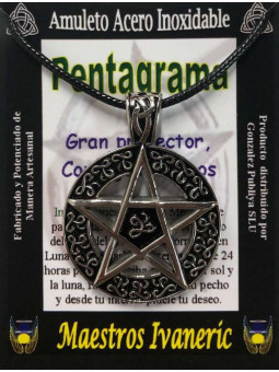 Handgefertigter großer Talisman aus Edelstahl, Pentagramm, Schutz