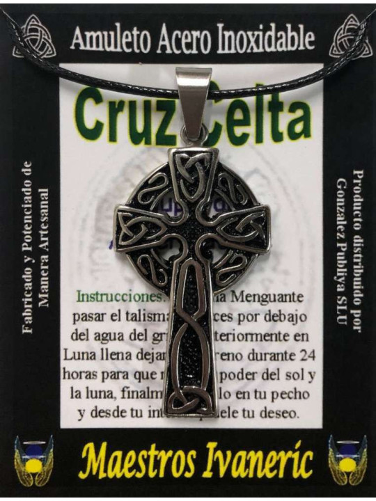 Handgefertigter Talisman aus Edelstahl, großes keltisches Kreuz