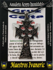 Handgefertigter Talisman aus Edelstahl, großes keltisches Kreuz