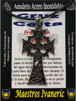 Handgefertigter Talisman aus Edelstahl, großes keltisches Kreuz