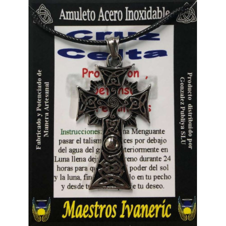 Handgefertigter Talisman aus Edelstahl, großes keltisches Kreuz