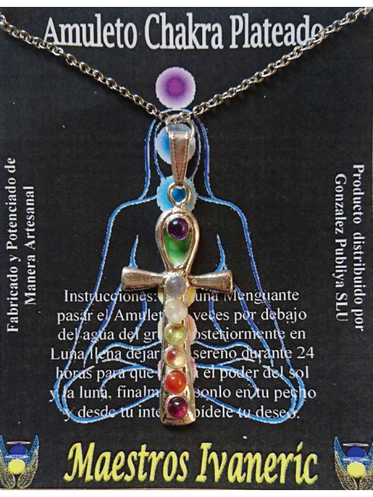 Handgefertigtes Amulett Versilbertes Metall Kreuz Ansada