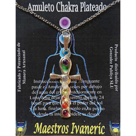 Handgefertigtes Amulett Versilbertes Metall Kreuz Ansada