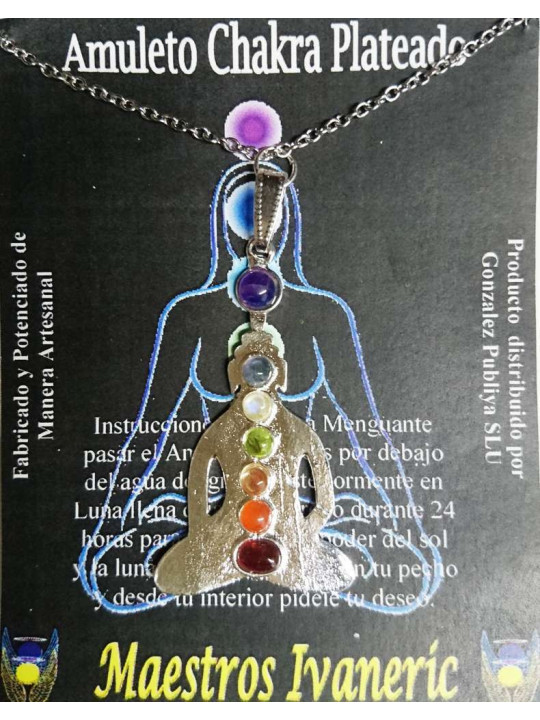 Handgefertigtes versilbertes Metall Buddha betendes Amulett
