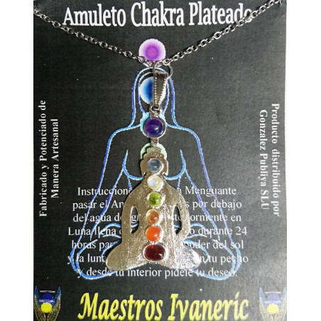 Handgefertigtes versilbertes Metall Buddha betendes Amulett