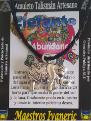 Handgefertigter Talisman Großer Elefant. 2,9 x 3,3 cm mit Lanyard