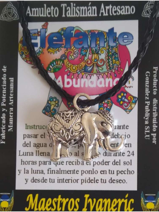 Handgefertigter Talisman Großer Elefant. 2,9 x 3,3 cm mit Lanyard