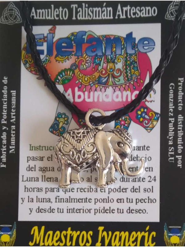 Handgefertigter Talisman Großer Elefant. 2,9 x 3,3 cm mit Lanyard