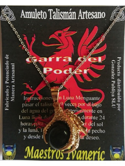 Talisman ArtiHeilige Goldener Talisman Power Claw mit schwarzem Achat