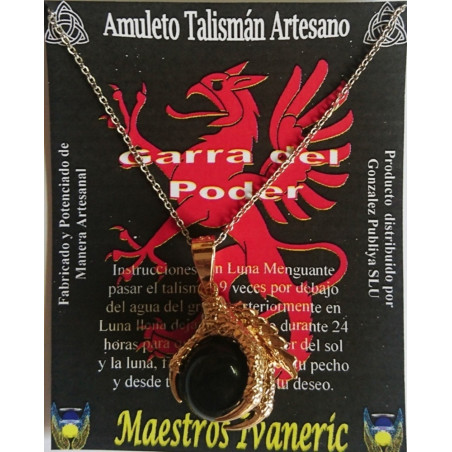 Talisman ArtiHeilige Goldener Talisman Power Claw mit schwarzem Achat