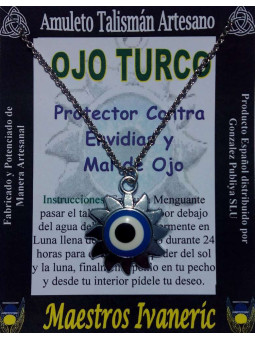 Talismanic Craftsman Türkisches Auge in Metall Sonnenform