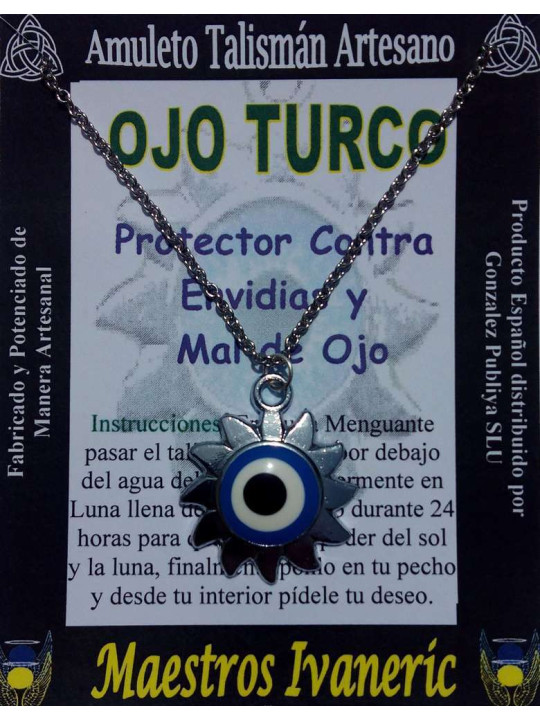 Talismanic Craftsman Türkisches Auge in Metall Sonnenform