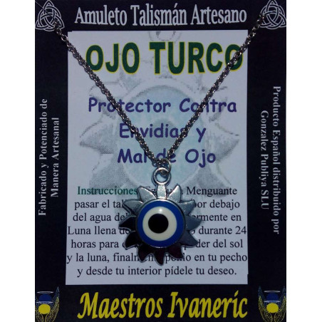 Talismanic Craftsman Türkisches Auge in Metall Sonnenform