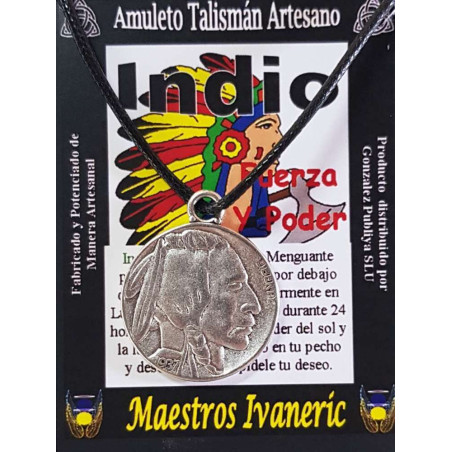 Indian Craftsman Talisman Talisman, Rückseite Büffel große Medaille