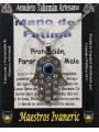 Handgefertigter Talisman Hand der Fatima mit Türkischem Auge und Quarz