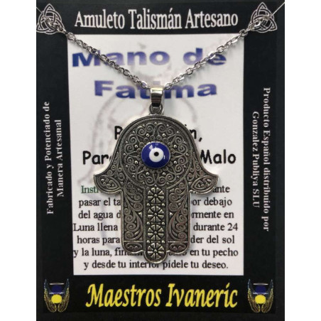 Handgefertigter Talisman Hand der Fatima mit türkischem Auge